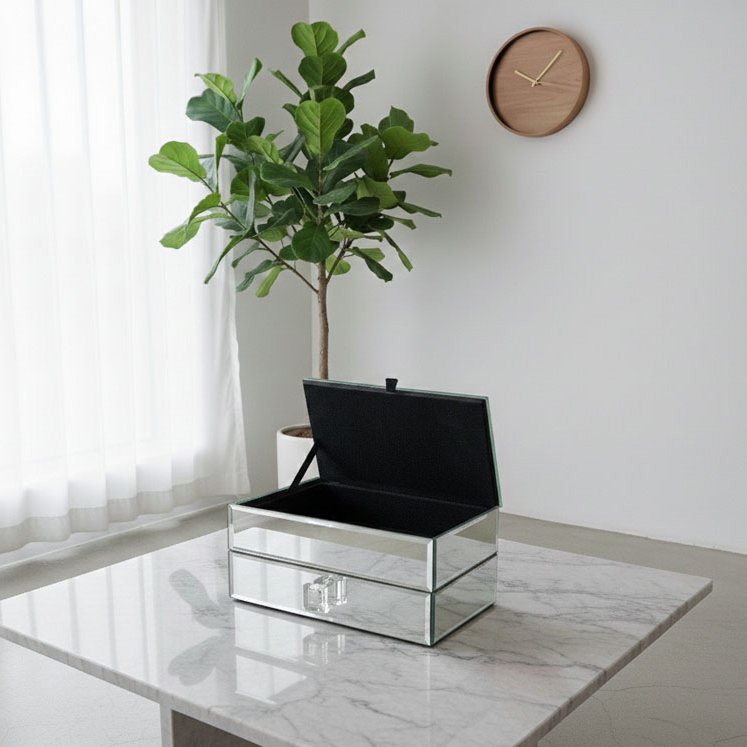 Luxury 2-Layer Mirrored Keepsake Chest - Desktop Vanity Storage for Rings & Watches