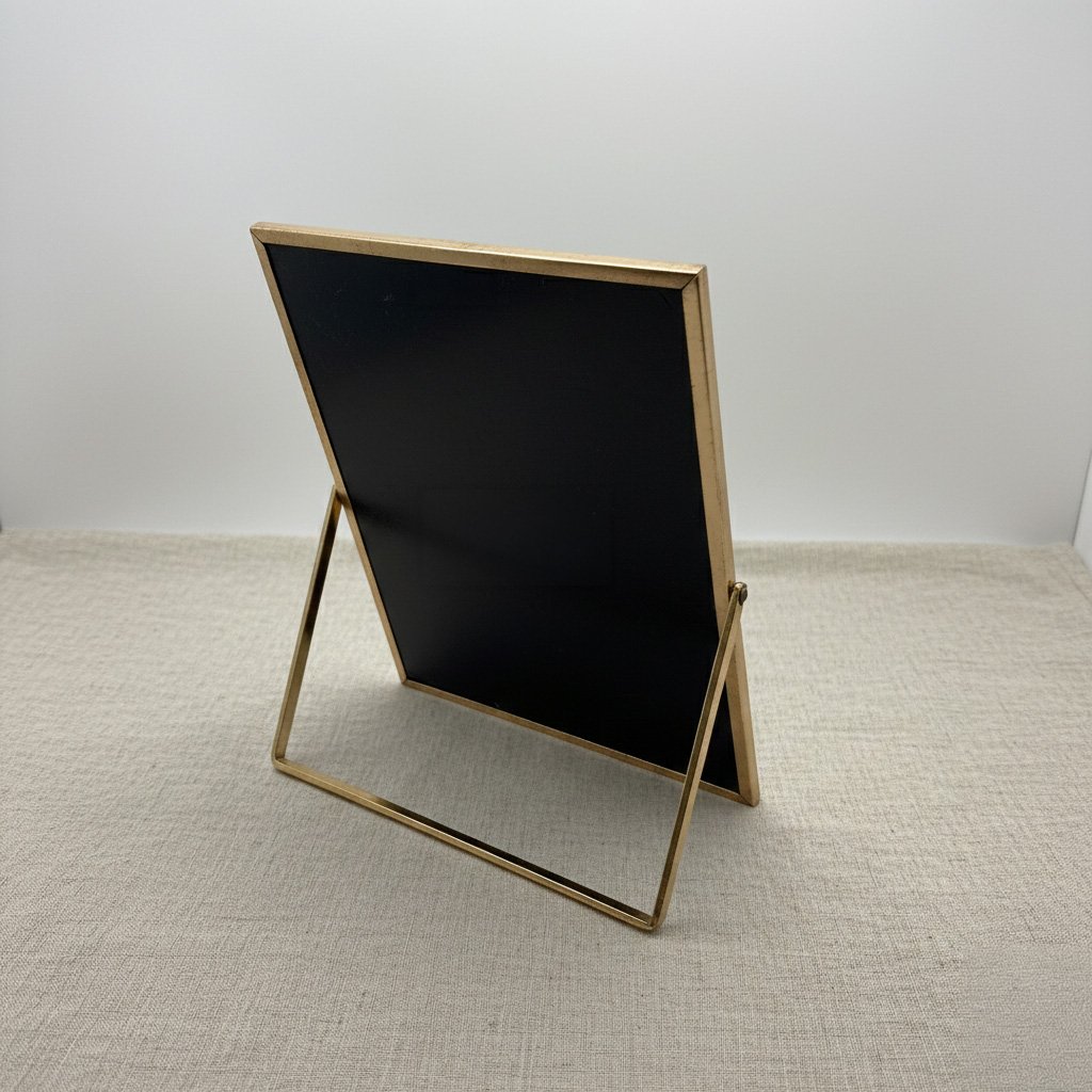 Modern Minimalist Rectangular Table Mirror - Sleek Gold Metal Frame Vanity Mirror with Adjustable Stand - Image 4