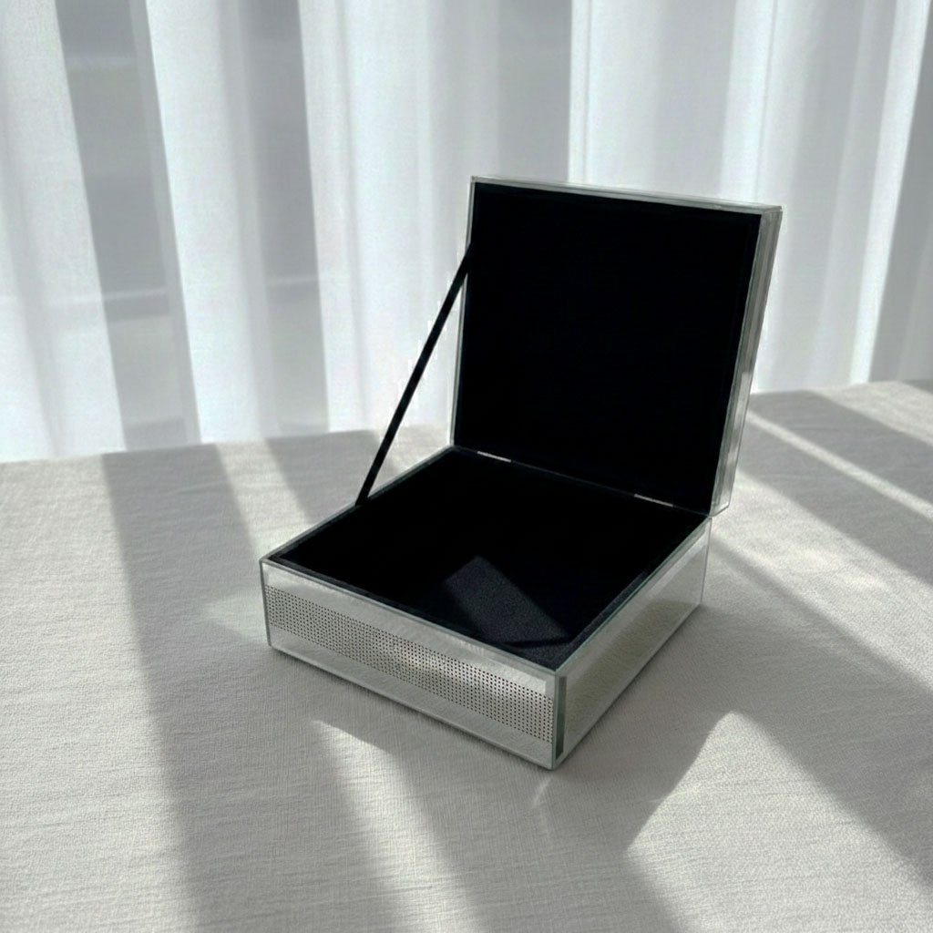 Sophisticated Mirrored Jewelry Organizer - Premium Black Flocking Interior - Image 3