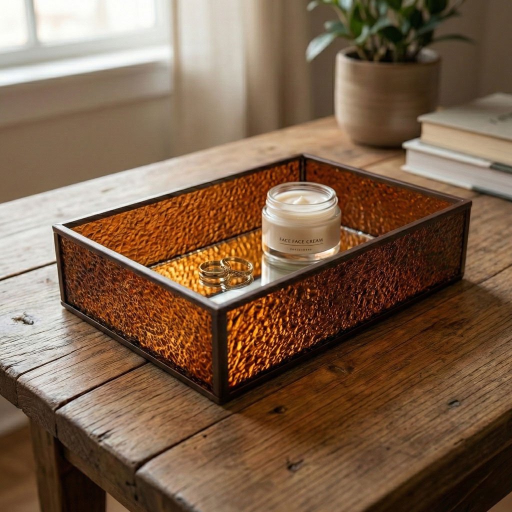 Modern 2-Piece Nesting Mirror Tray Set - Rectangular Vanity Organizer - Image 4