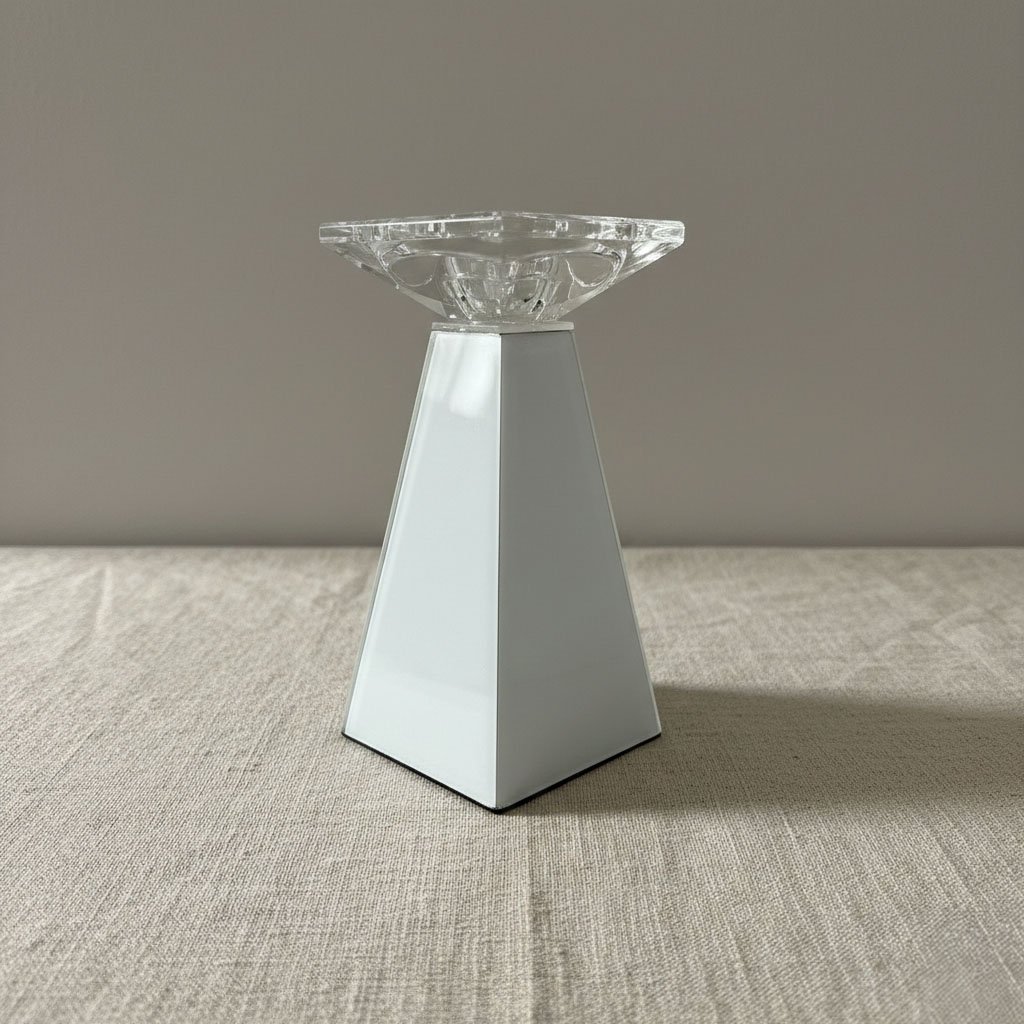Contemporary Geometric Mirrored Glass Candle Holder Set - Luxury Pillar & Taper Stand - Image 5