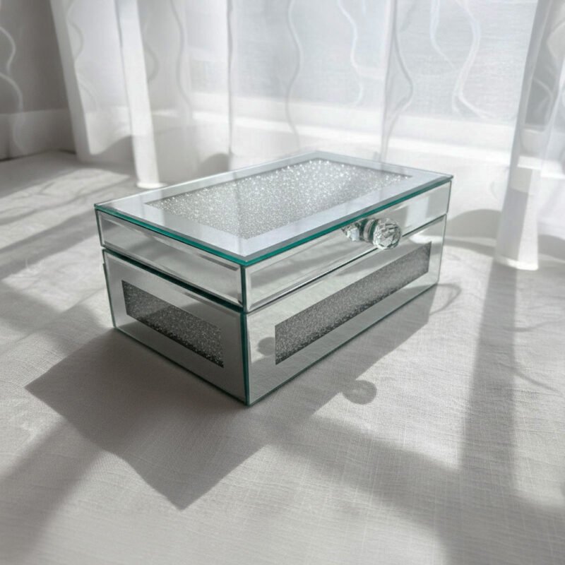 Luxury Crushed Diamond Mirrored Jewelry Box - Sparkle Keepsake Chest