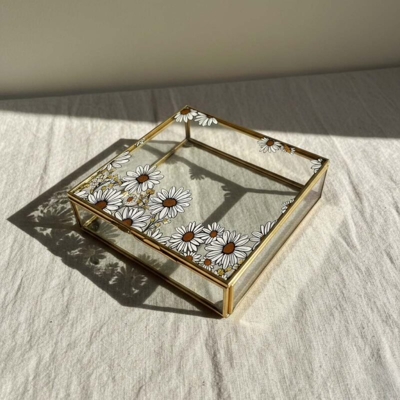 UV Printed Brass & Glass Jewelry Box Collection (Multiple Shapes)