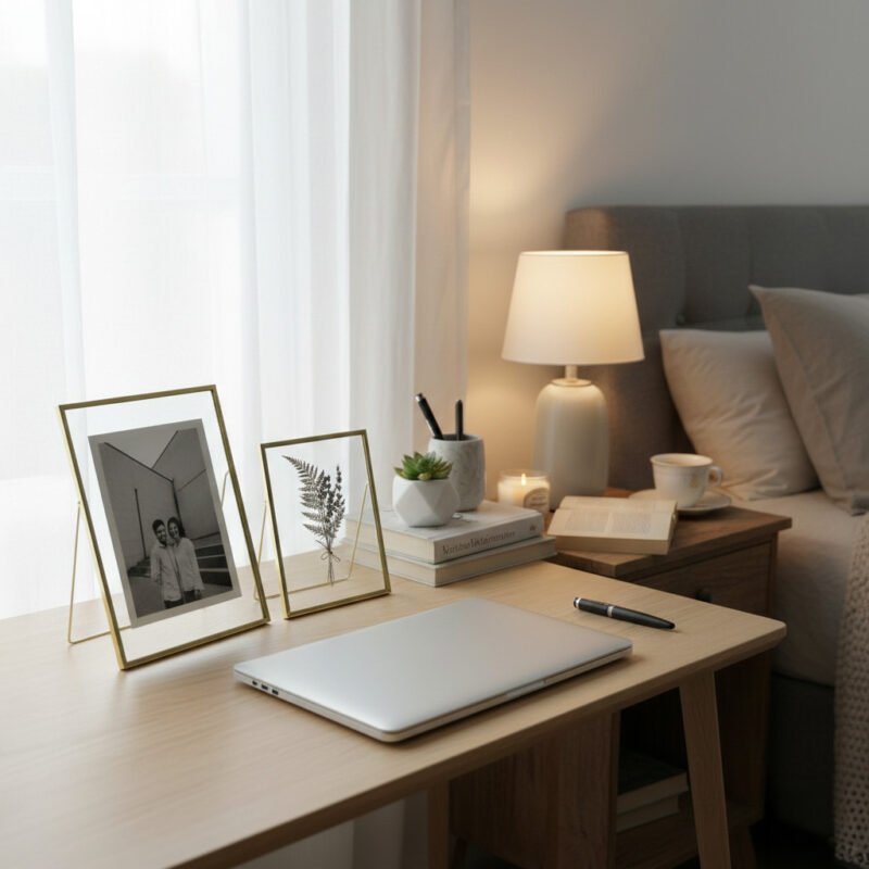 Nordic Minimalist Floating Glass Photo Frame - Electroplated Metal Set (Gold/Silver)