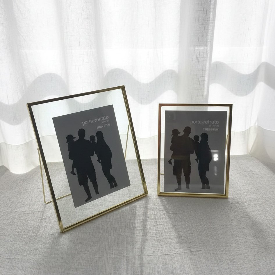 Nordic Minimalist Floating Glass Photo Frame - Electroplated Metal Set (Gold/Silver) - Image 3