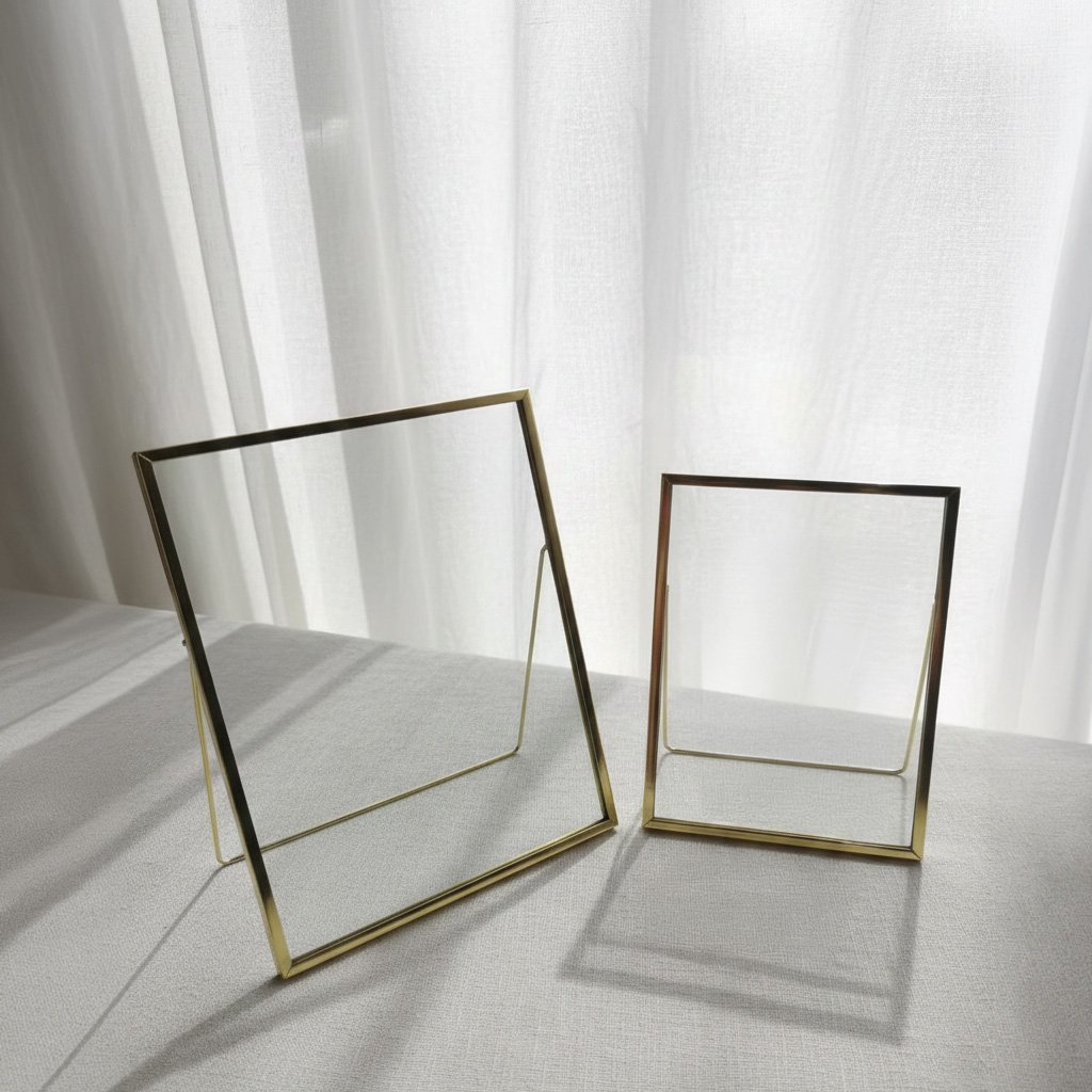 Nordic Minimalist Floating Glass Photo Frame - Electroplated Metal Set (Gold/Silver) - Image 2