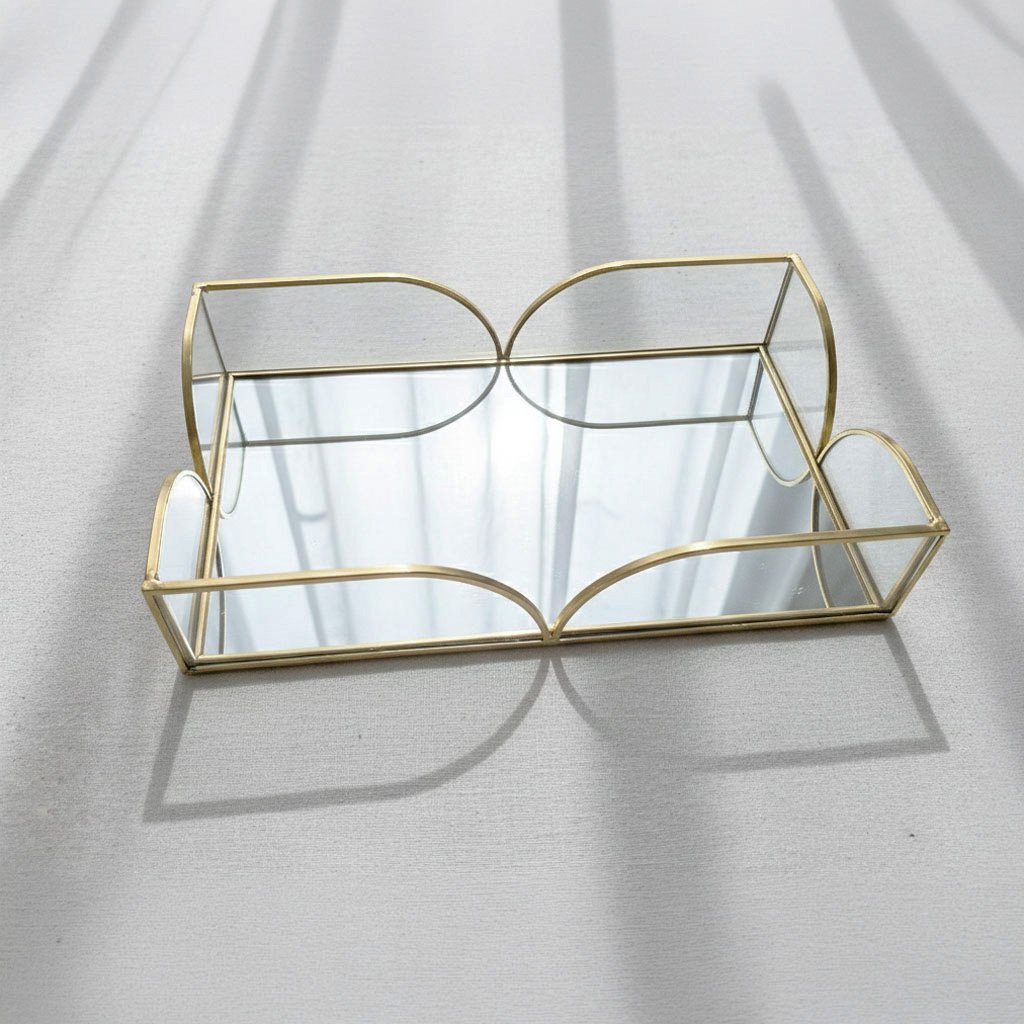 Arched Glass Mirror Tray - Rectangular Decorative Organizer for Jewelry & Perfume - Image 6