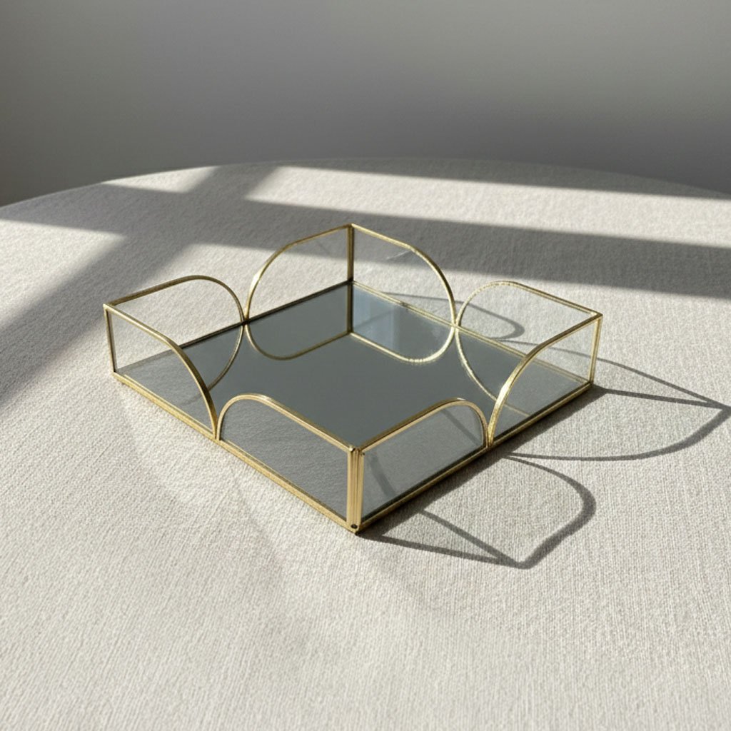 Arched Glass Mirror Tray - Rectangular Decorative Organizer for Jewelry & Perfume - Image 5