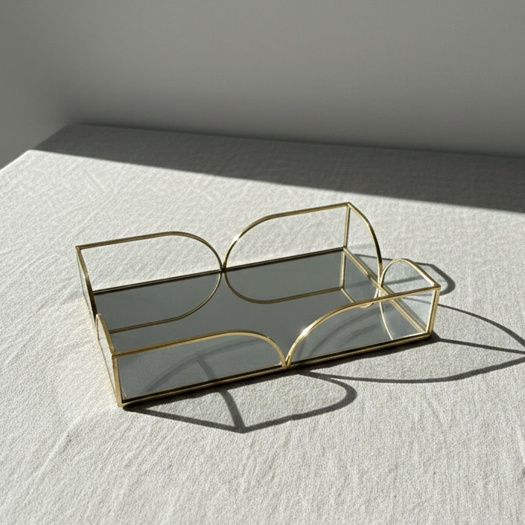 Arched Glass Mirror Tray - Rectangular Decorative Organizer for Jewelry & Perfume - Image 4