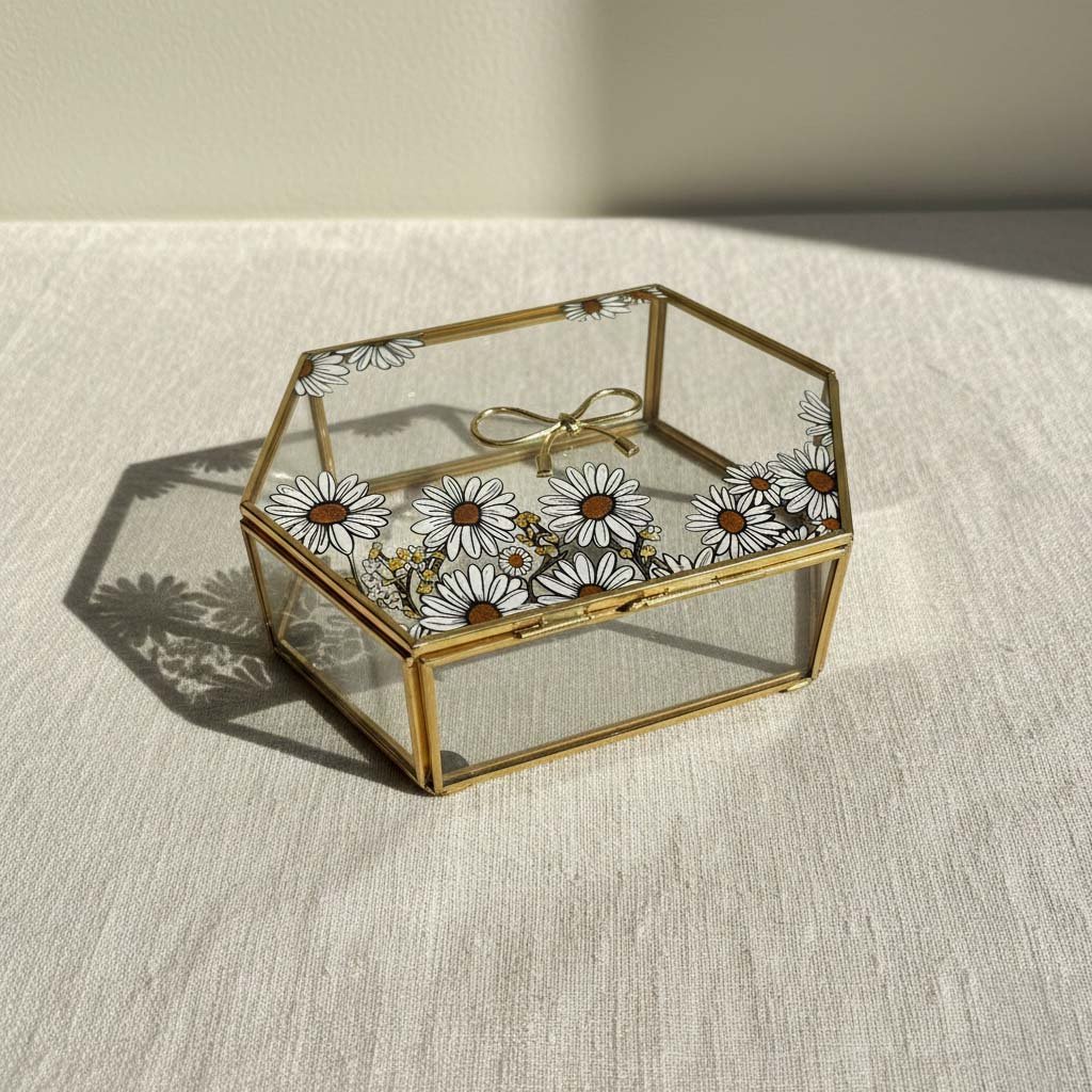 UV Printed Brass & Glass Jewelry Box Collection (Multiple Shapes) - Image 4